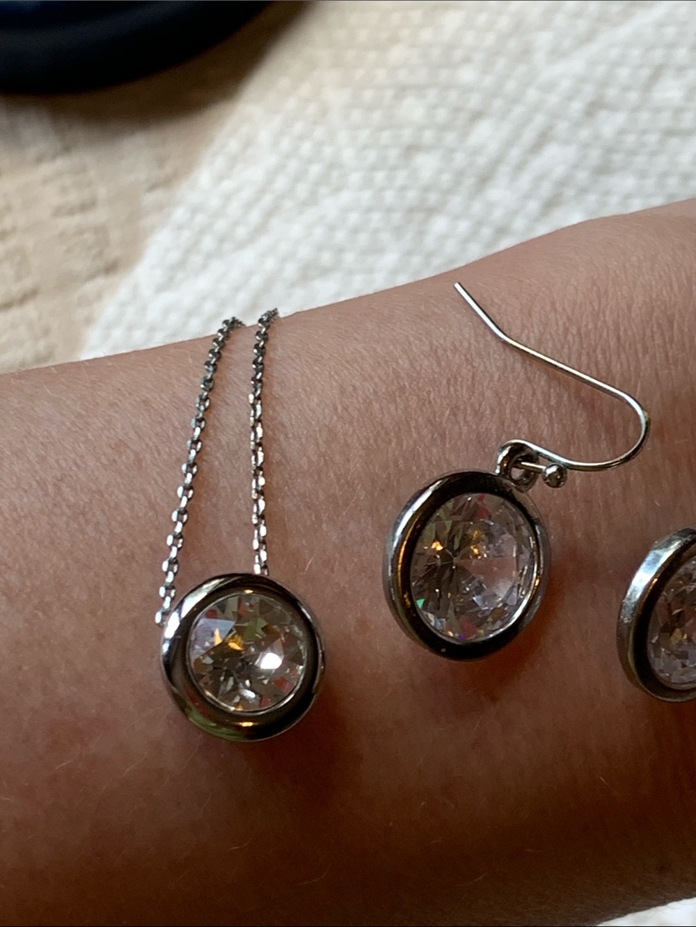 Sterling Silver Clear Crystal Drop Earrings - Women Jewelry